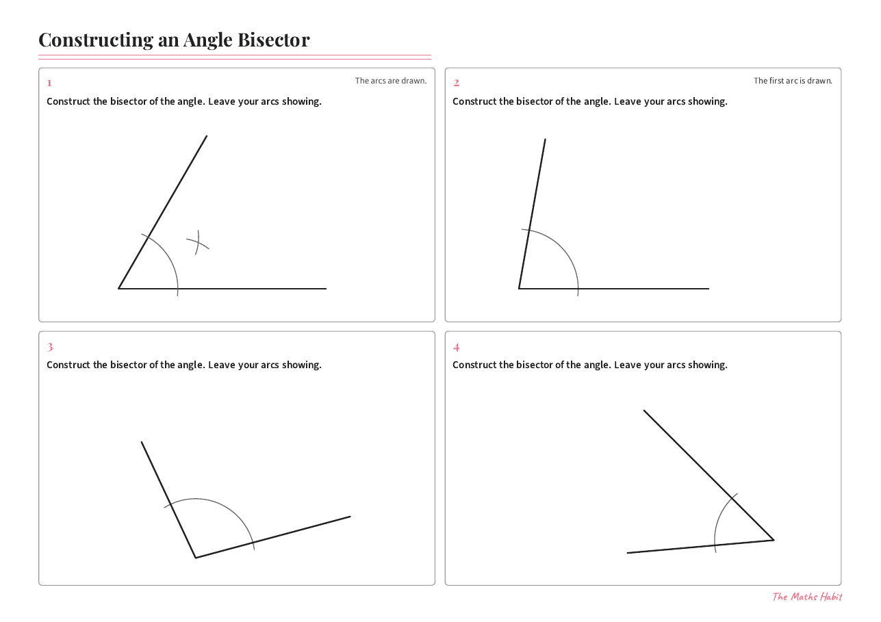 Constructing an angle bisector, first page