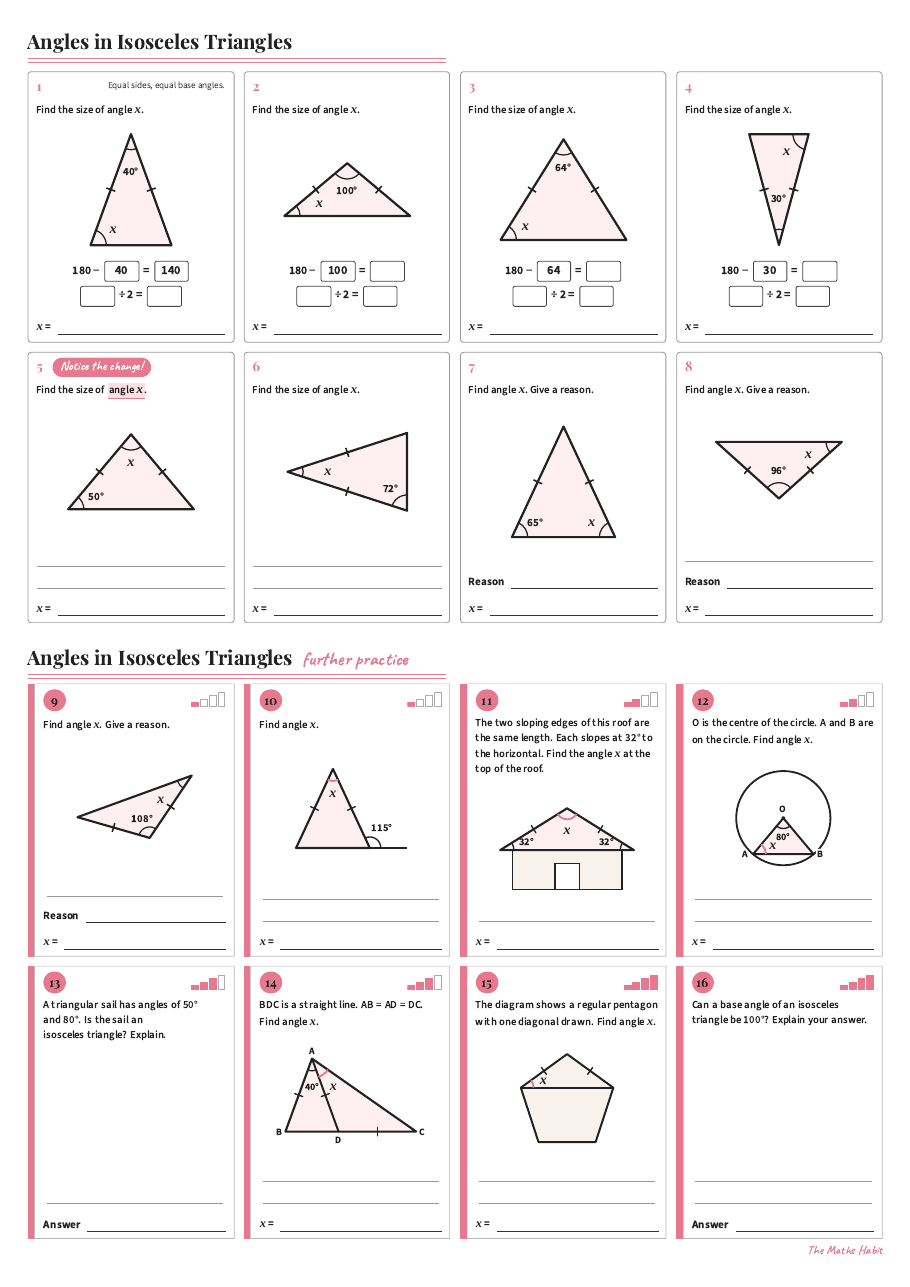 Angles in isosceles triangles, first page