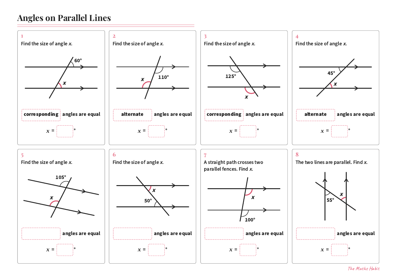 Angles on parallel lines, first page