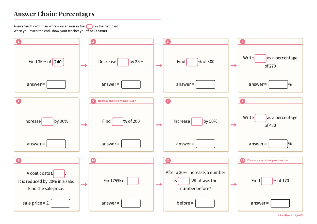 Answer chain: percentages, first page