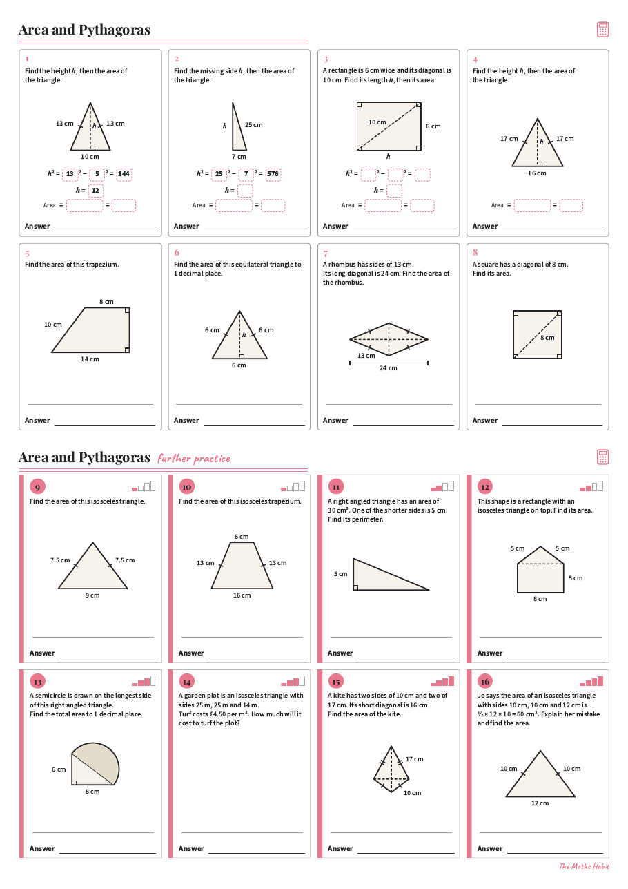 Area and Pythagoras, first page