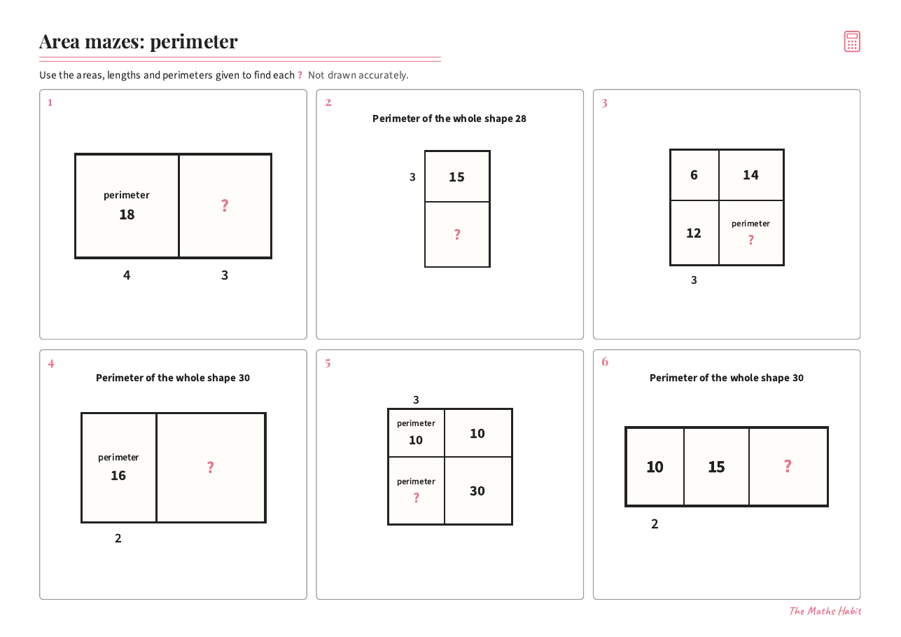 Area mazes: perimeter, first page