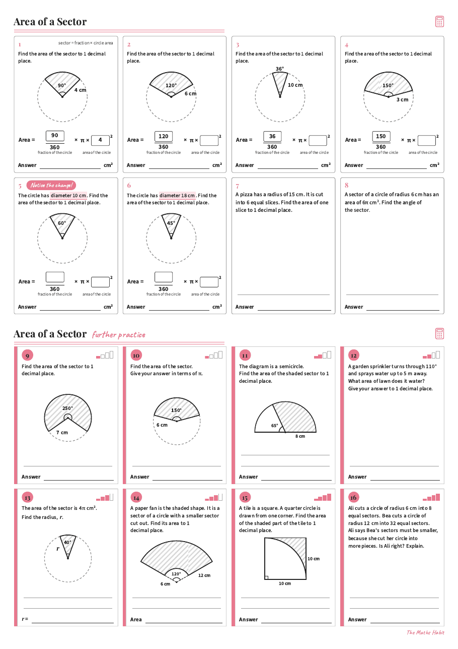Area of a sector, first page