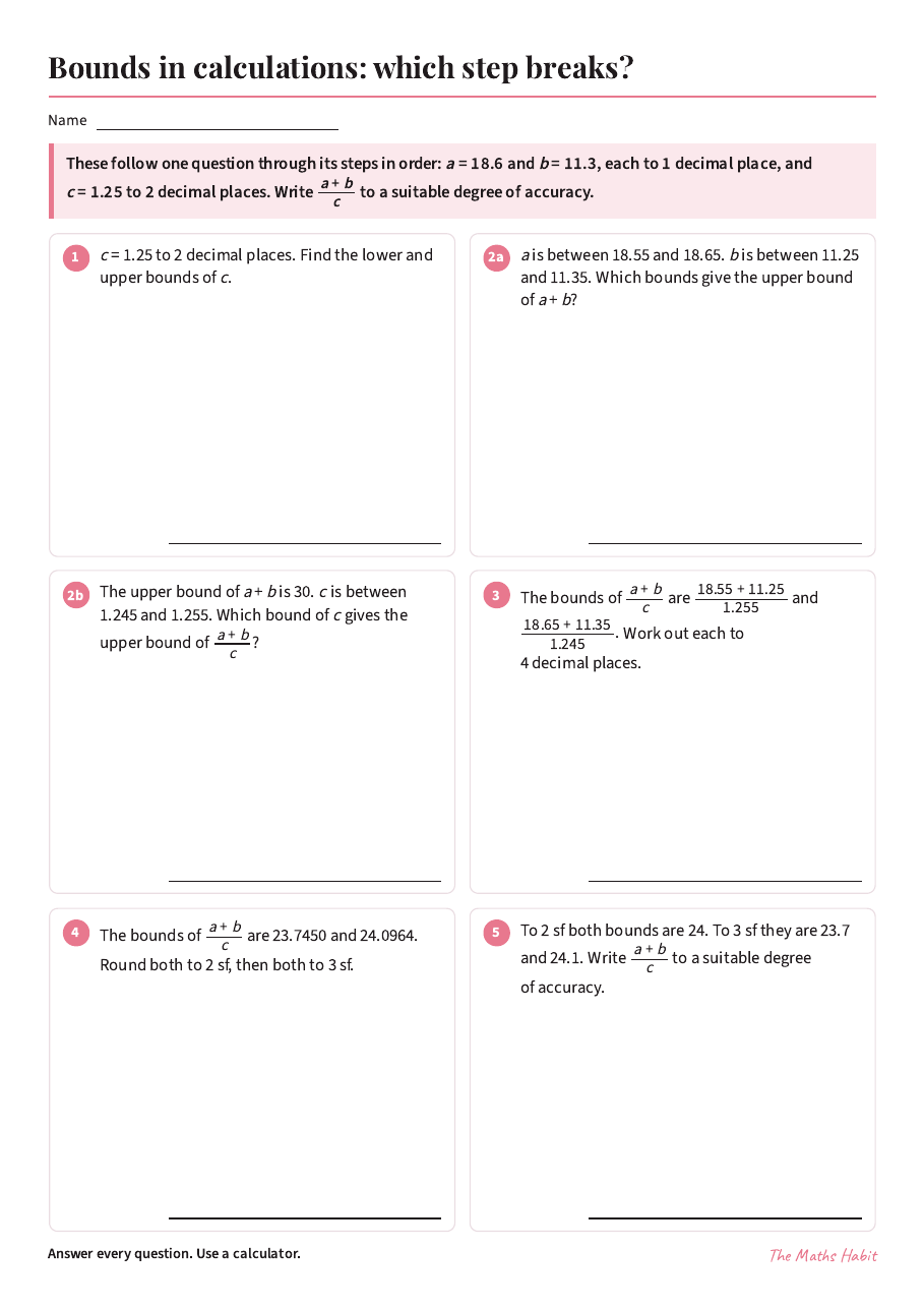 Bounds in calculations: which step breaks?, first page