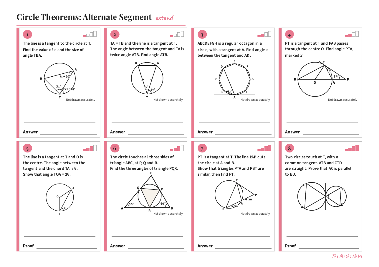 Circle theorems: alternate segment, Extend, first page