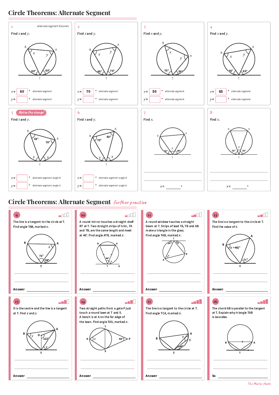 Circle theorems: alternate segment, first page