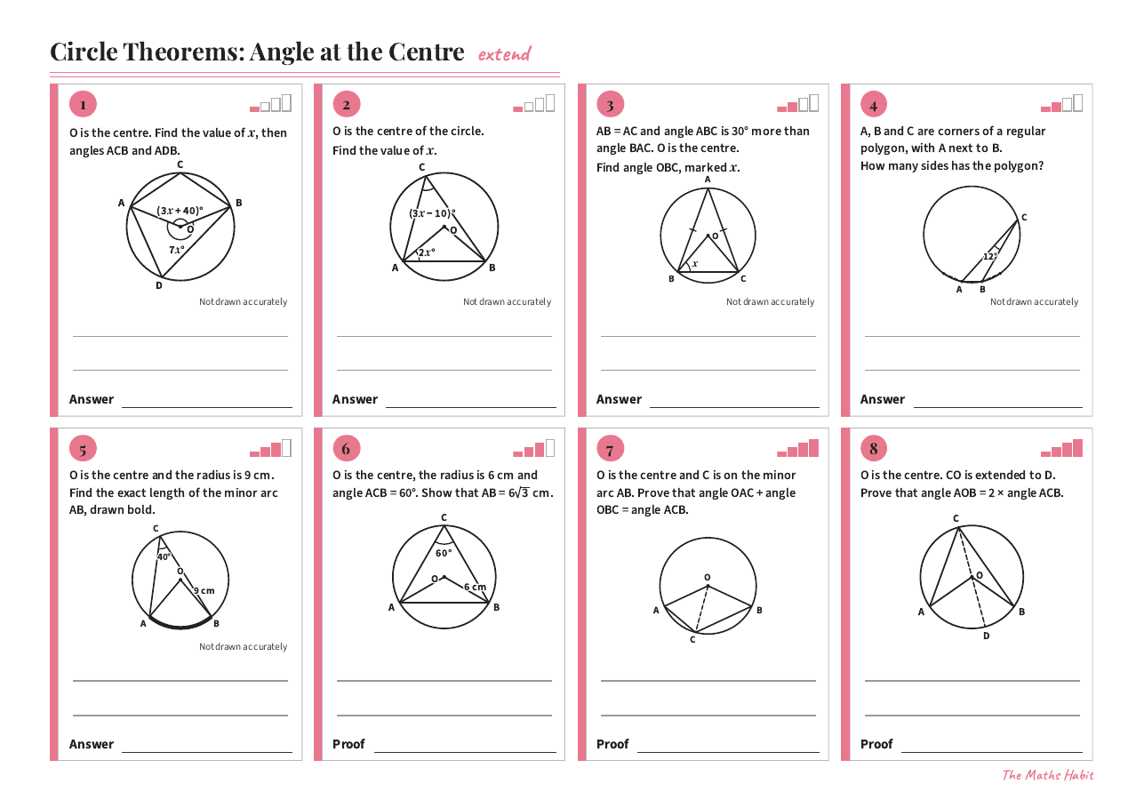 Circle theorems: angle at the centre, Extend, first page