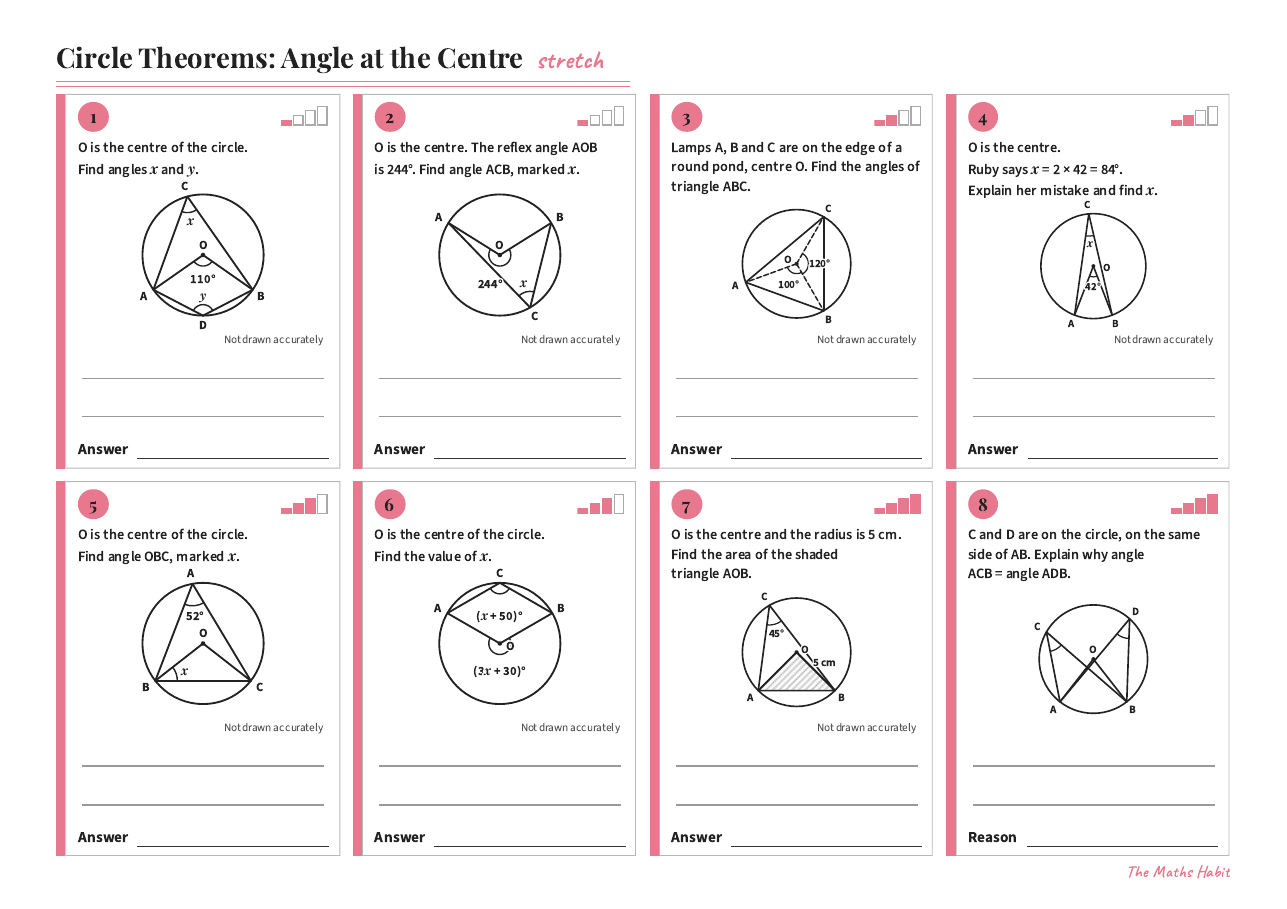Circle theorems: angle at the centre, Stretch, first page