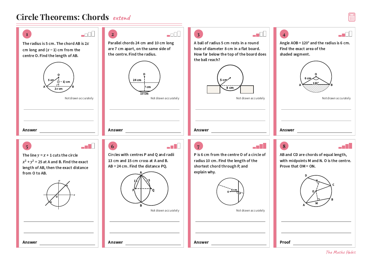 Circle theorems: chords, Extend, first page