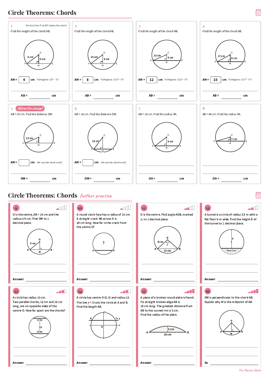 Circle theorems: chords, first page