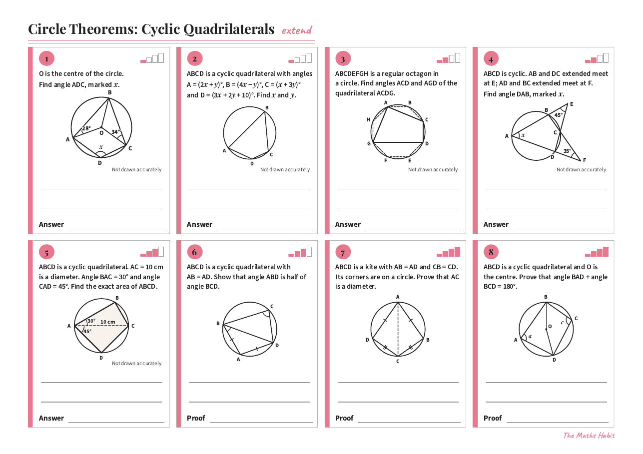 Circle theorems: cyclic quadrilaterals, Extend, first page