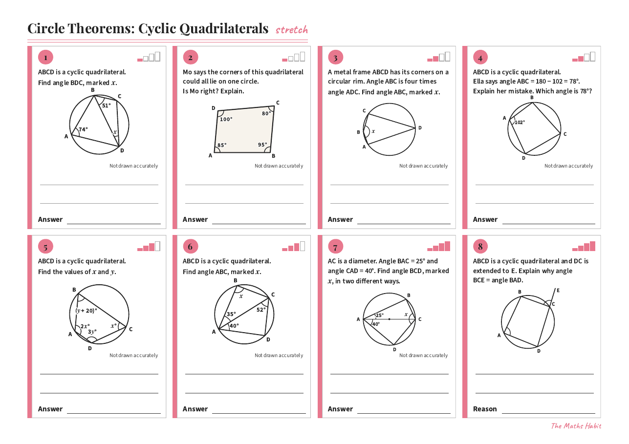 Circle theorems: cyclic quadrilaterals, Stretch, first page