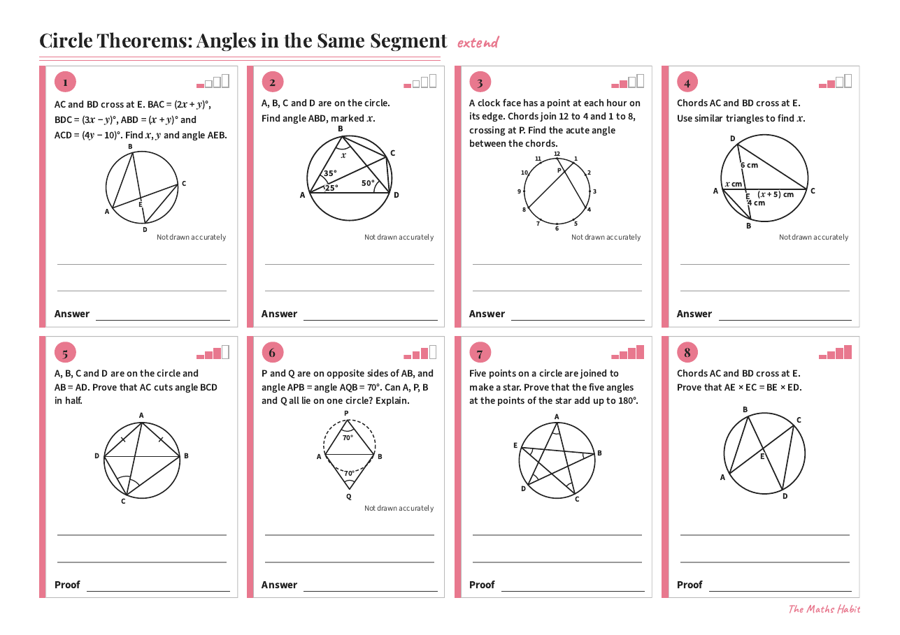 Circle theorems: angles in the same segment, Extend, first page