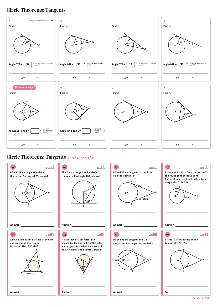 Circle theorems: tangents, first page