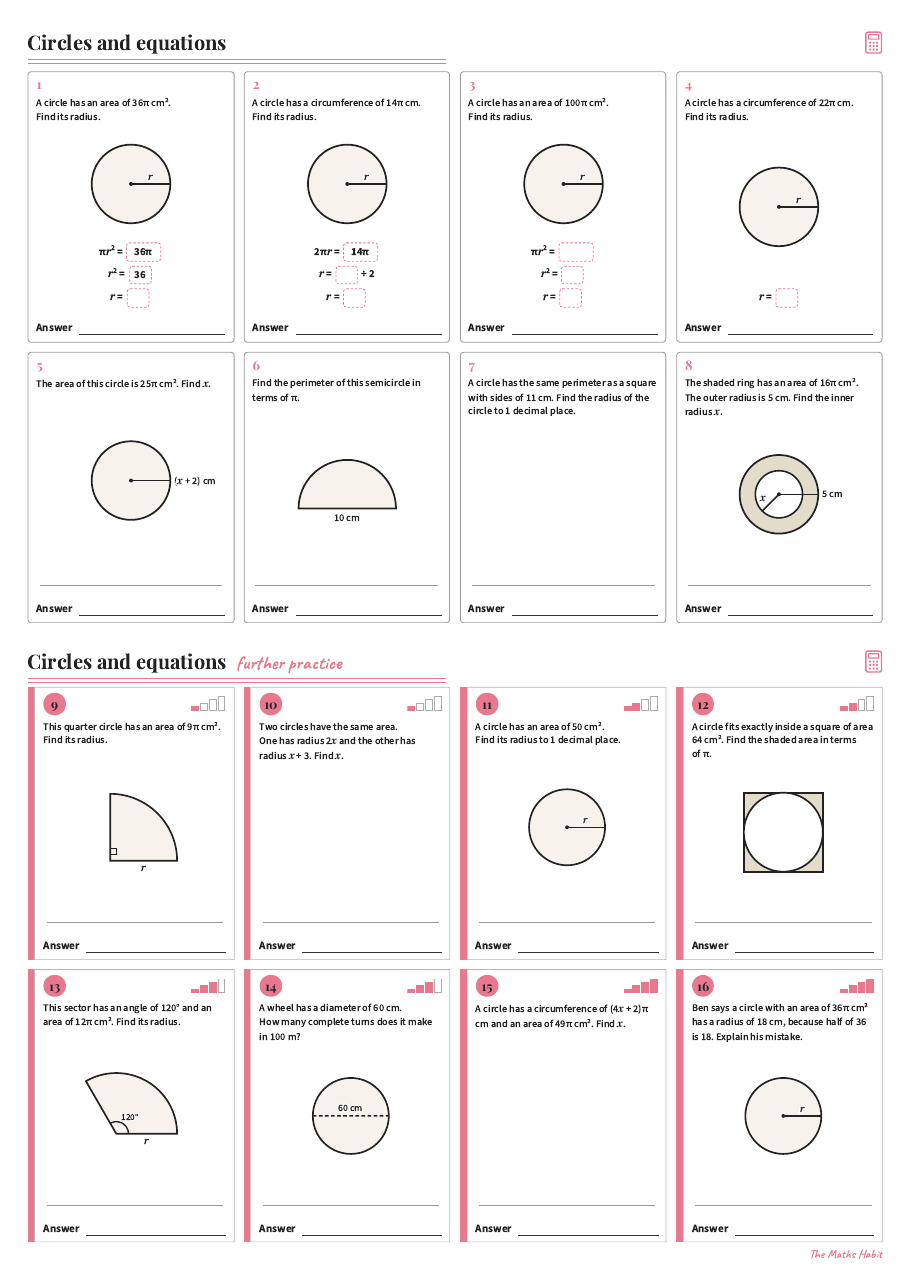 Circles and equations, first page