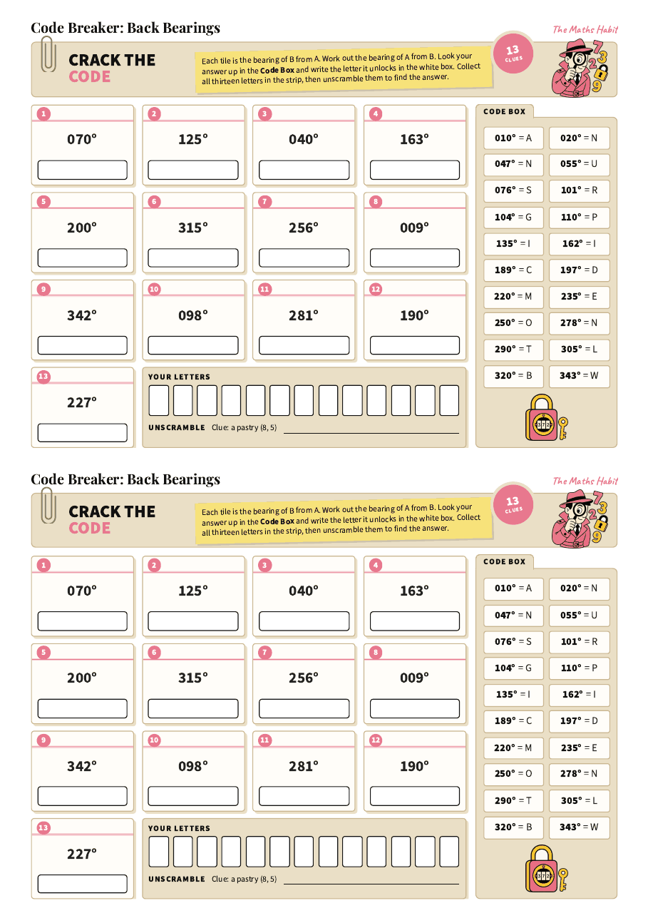 Code breaker: back bearings, first page