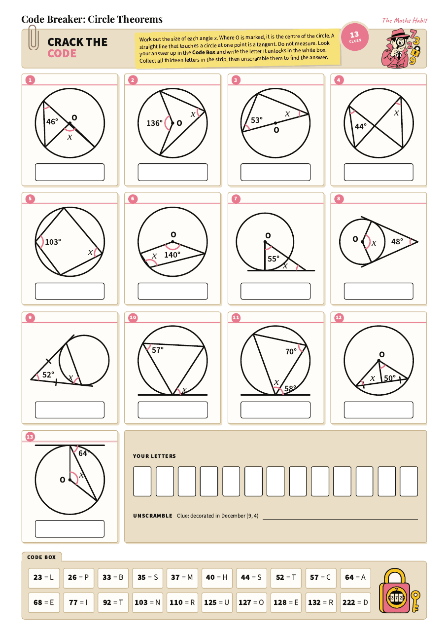 Code breaker: circle theorems, first page