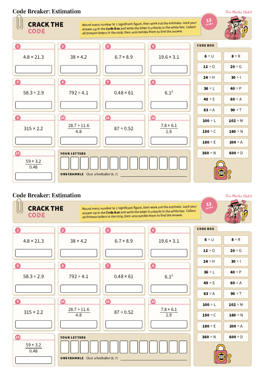 Code breaker: estimation, first page