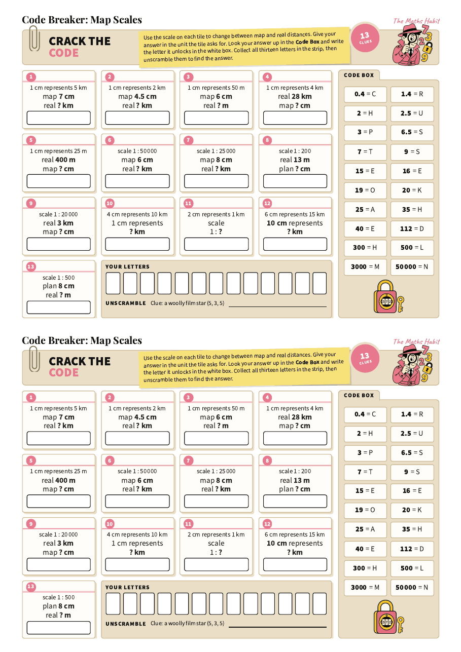 Code breaker: map scales, first page