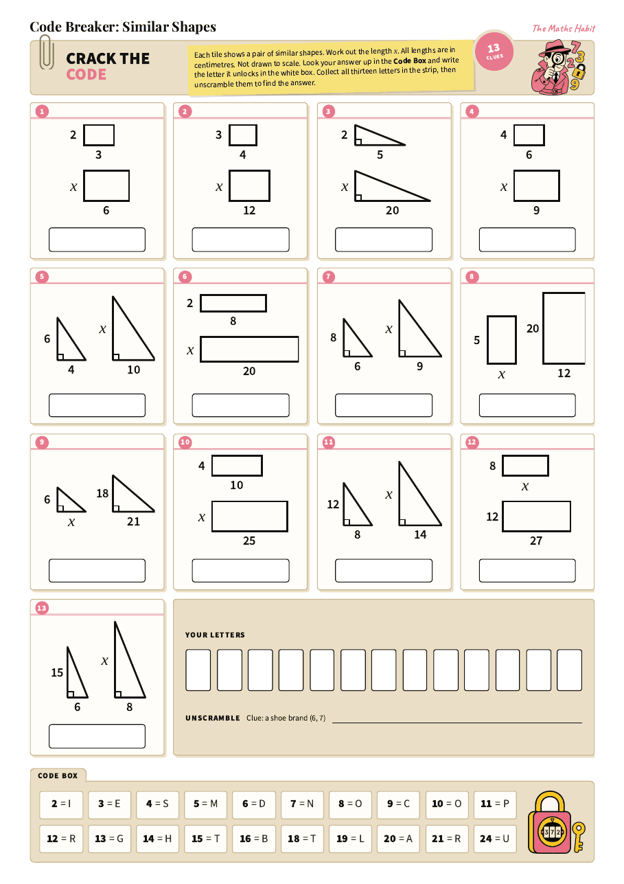 Code breaker: similar shapes, first page