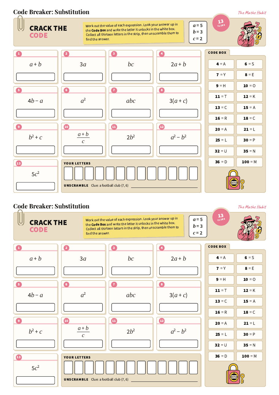 Code breaker: substitution, first page