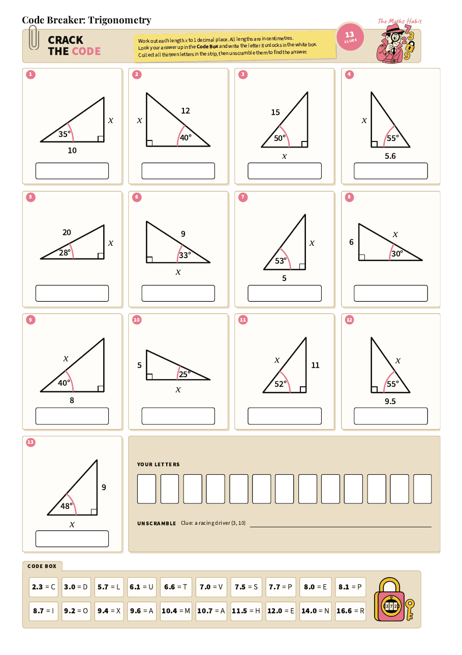 Code breaker: trigonometry, first page