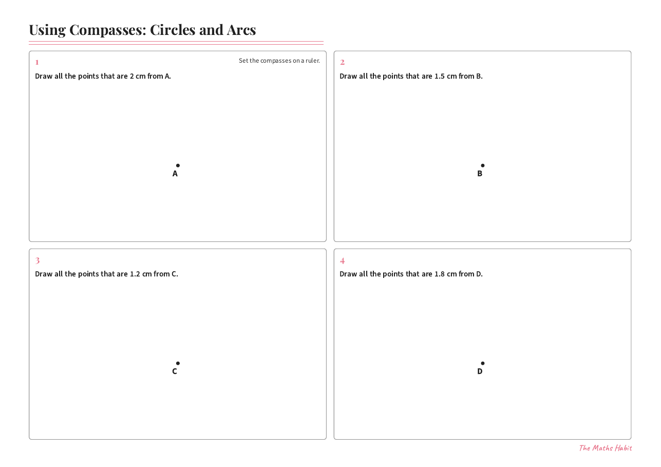 Using compasses: circles and arcs, first page