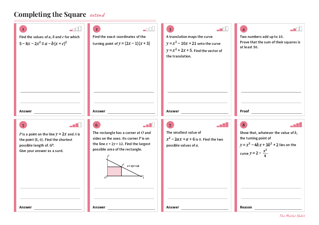 Completing the square, Extend, first page