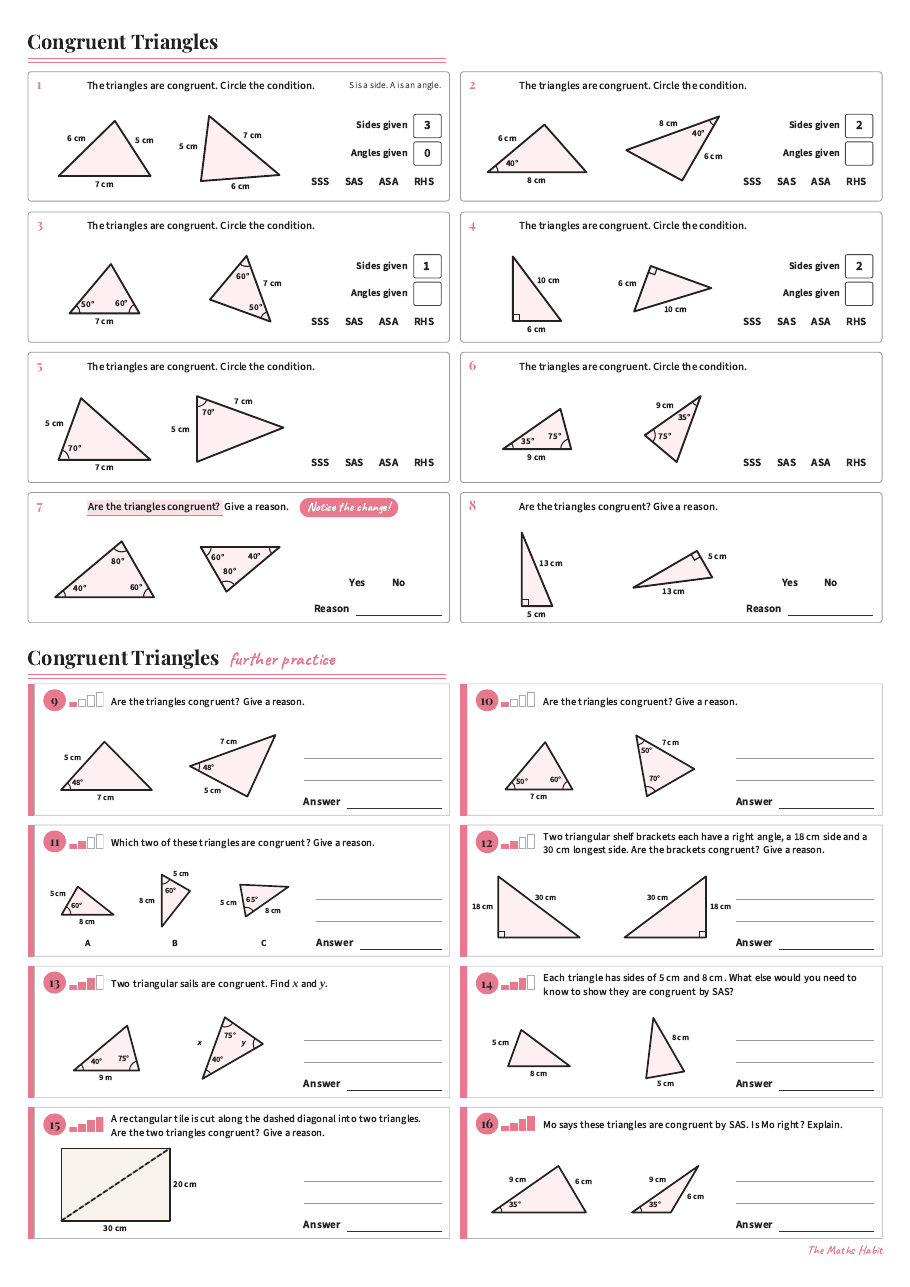 Congruent triangles, first page