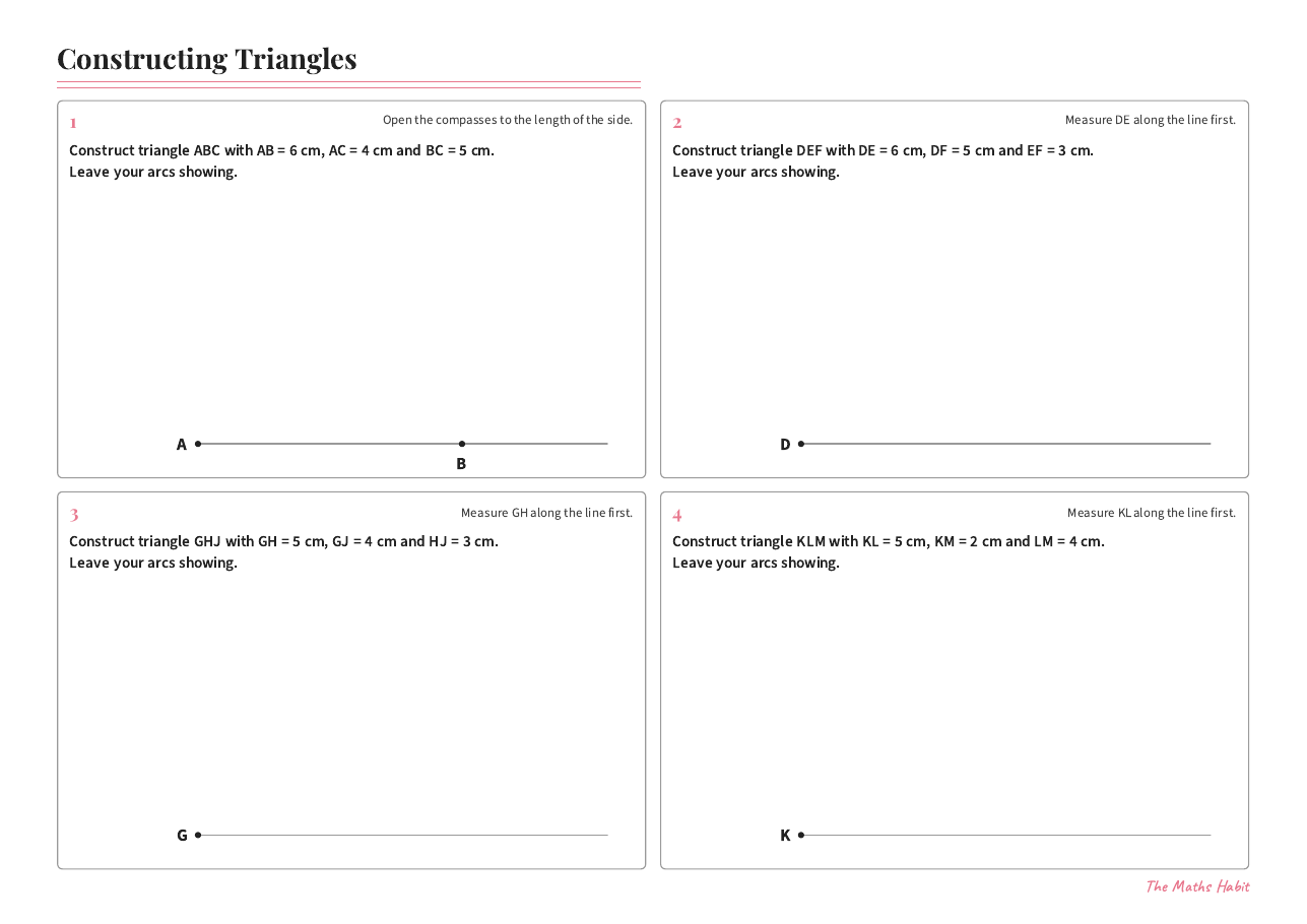 Constructing triangles, first page
