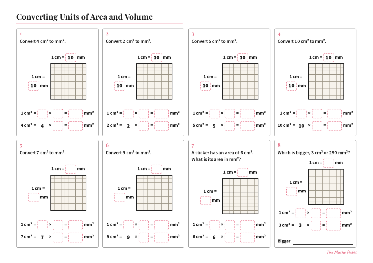 Converting units of area and volume, first page