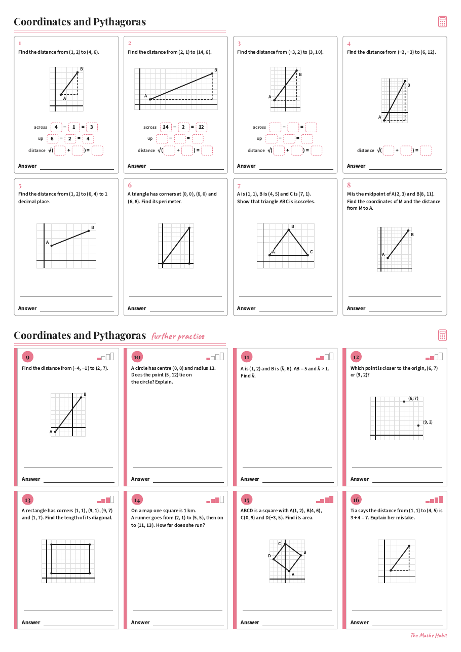 Coordinates and Pythagoras, first page