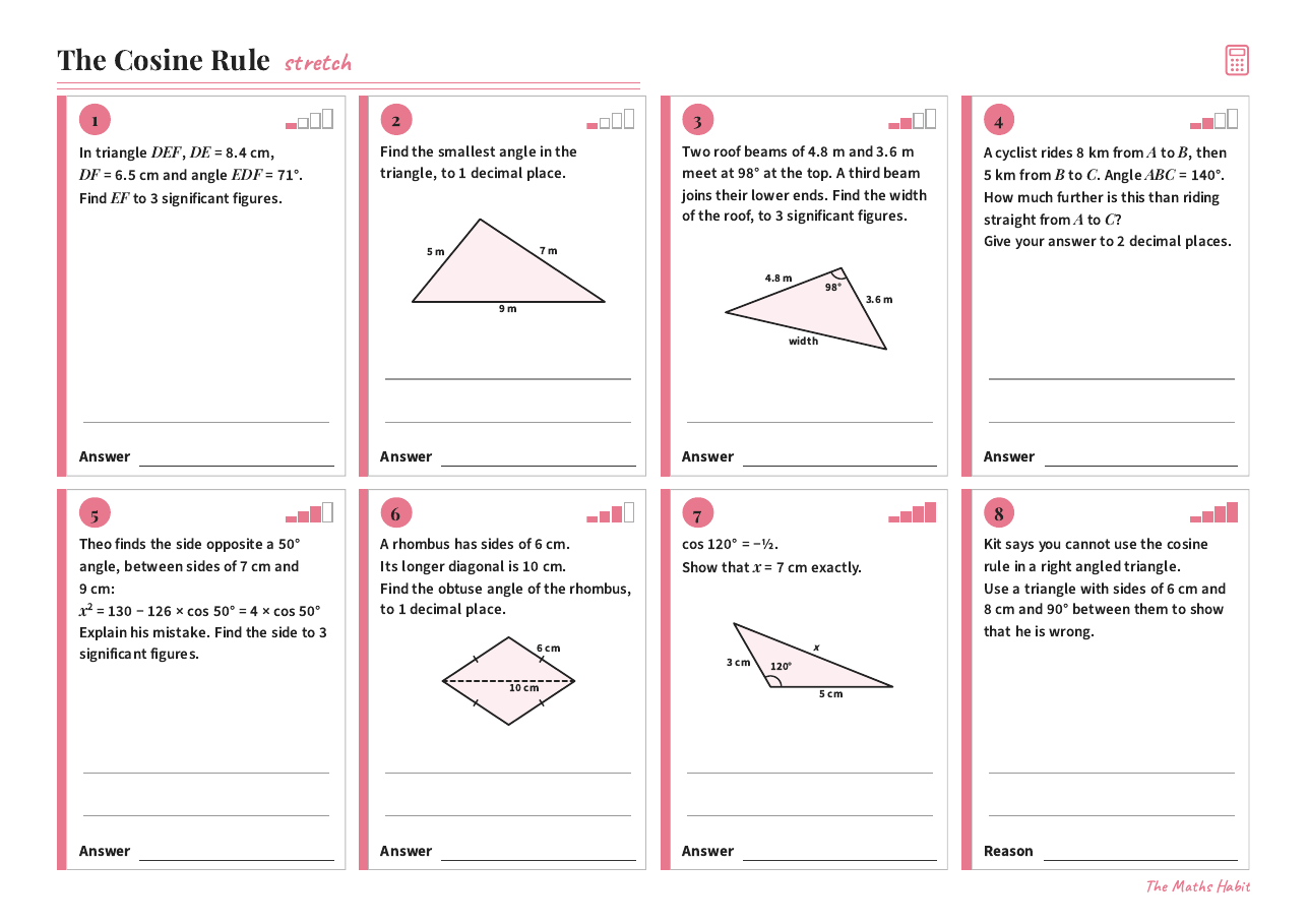 The cosine rule, Stretch, first page