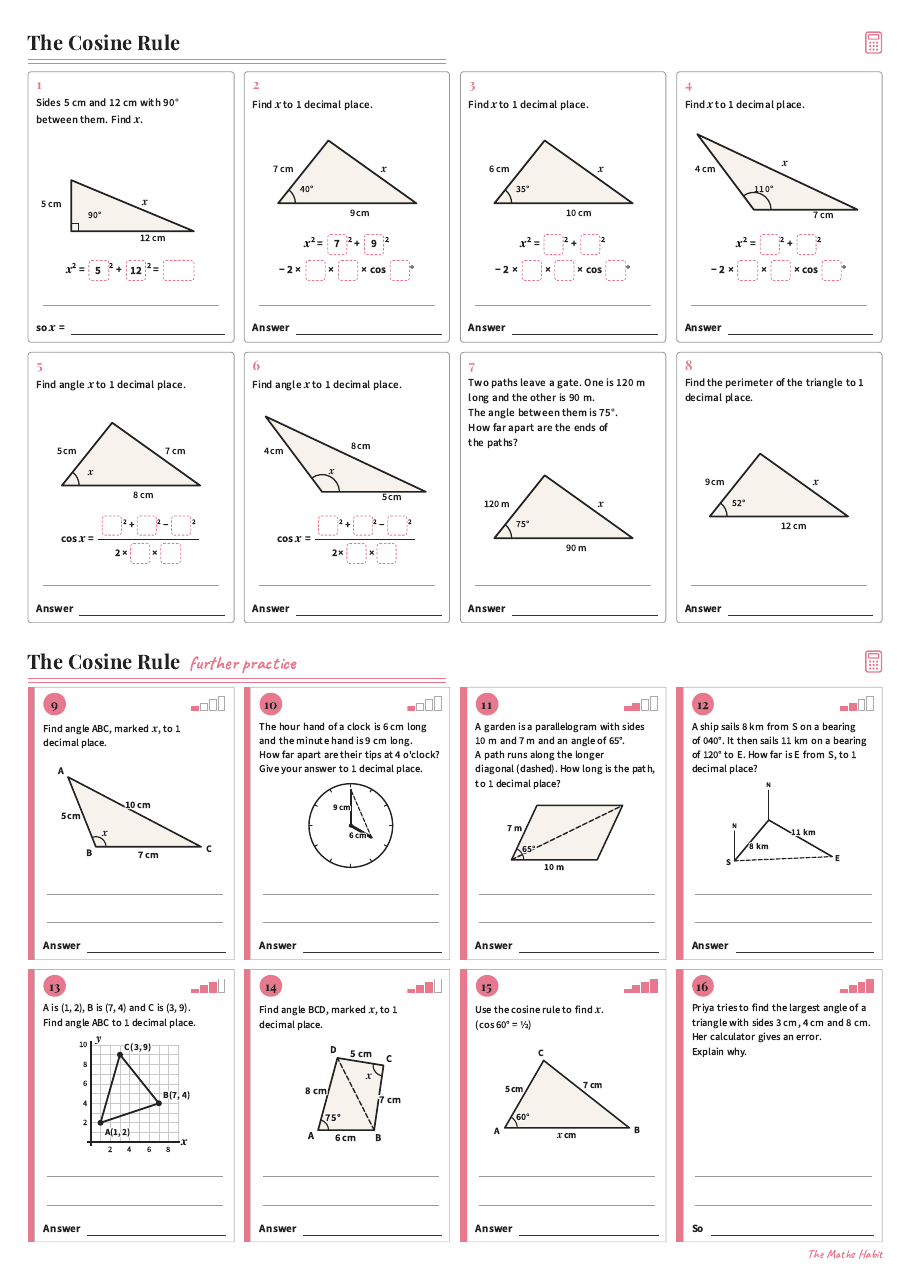 The cosine rule, first page