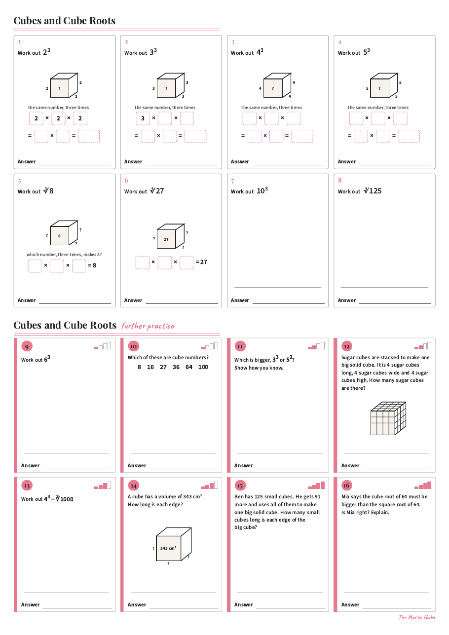 Cubes and cube roots, first page