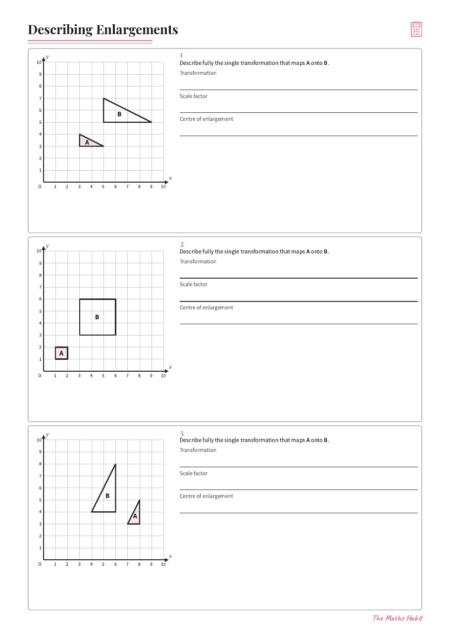 Describing enlargements, first page