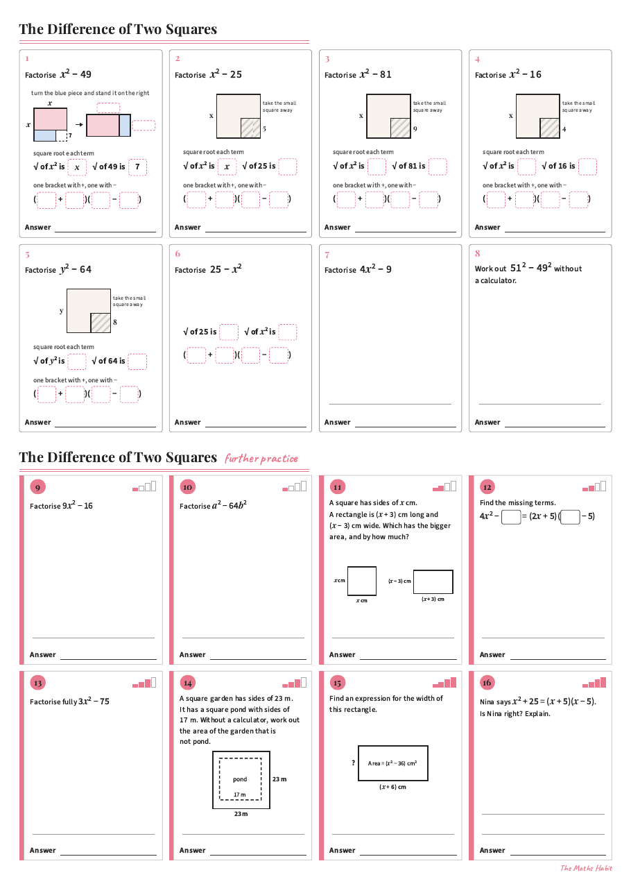 The difference of two squares, first page
