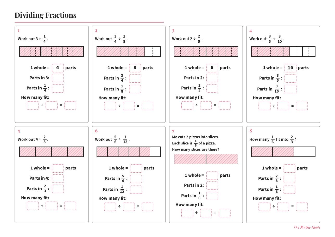 Dividing fractions, first page
