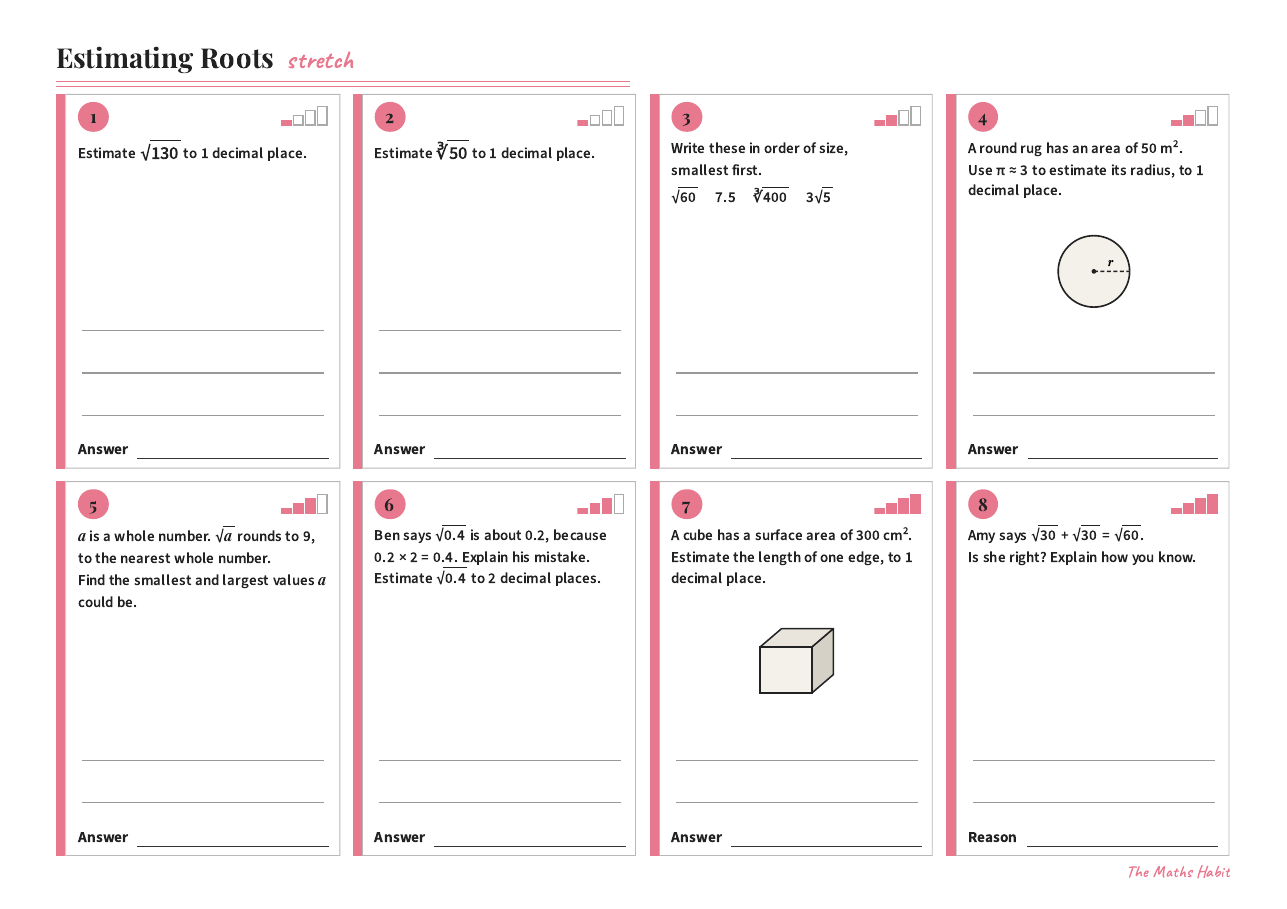 Estimating roots, Stretch, first page