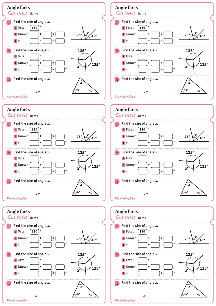 Angle facts, exit tickets
