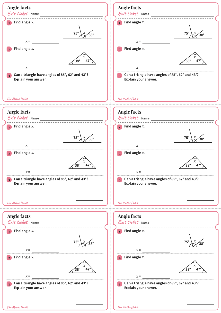 Angle facts, exit tickets