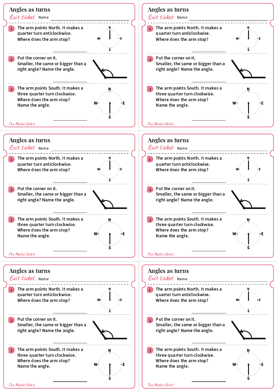 Angles as turns, exit tickets