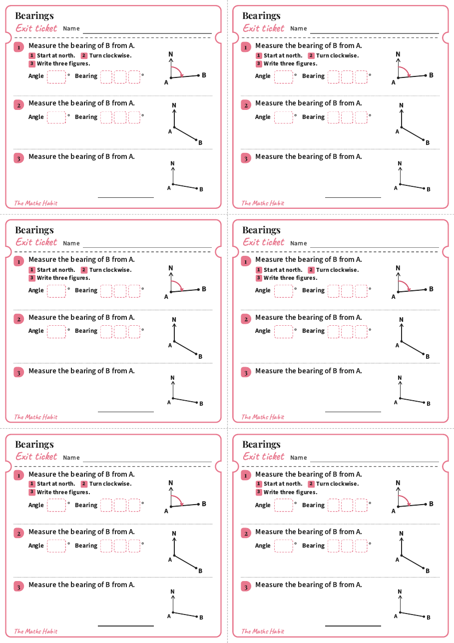 Bearings, exit tickets