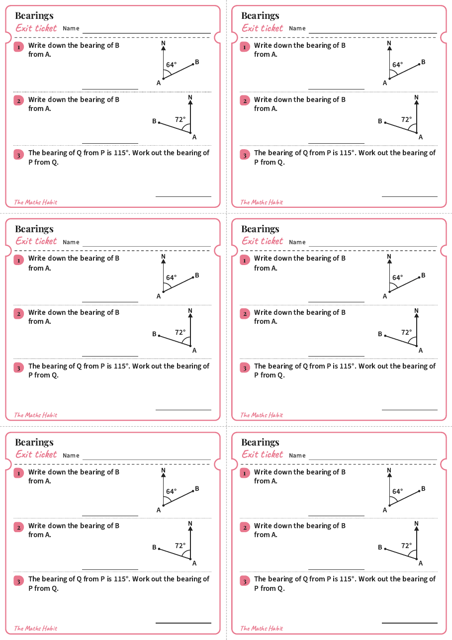 Bearings, exit tickets