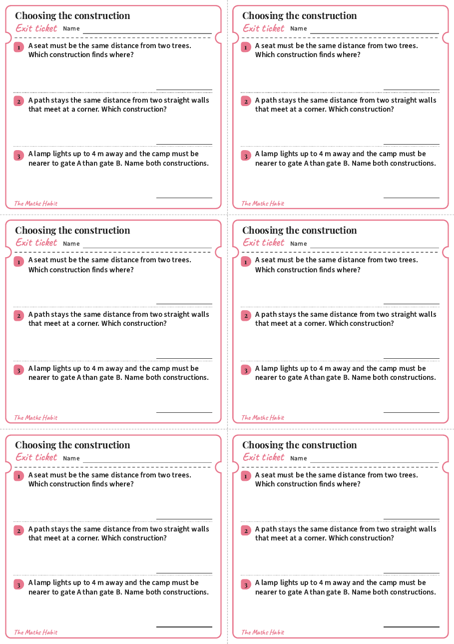 Loci: choosing the construction, exit tickets