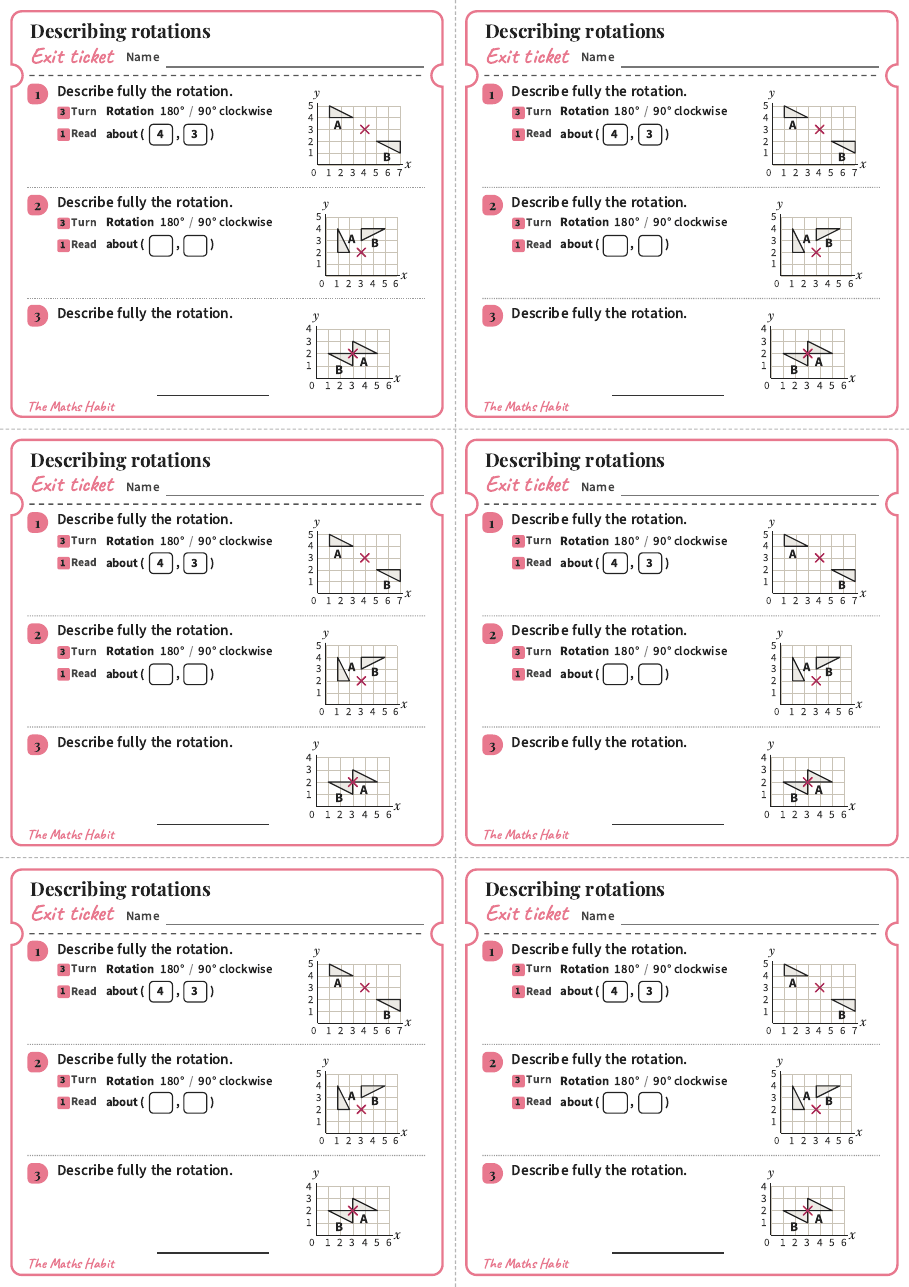 Describing rotations, exit tickets