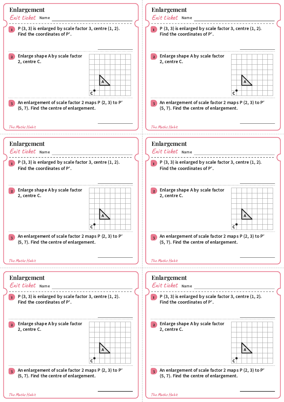 Exit ticket: Enlargement, first page