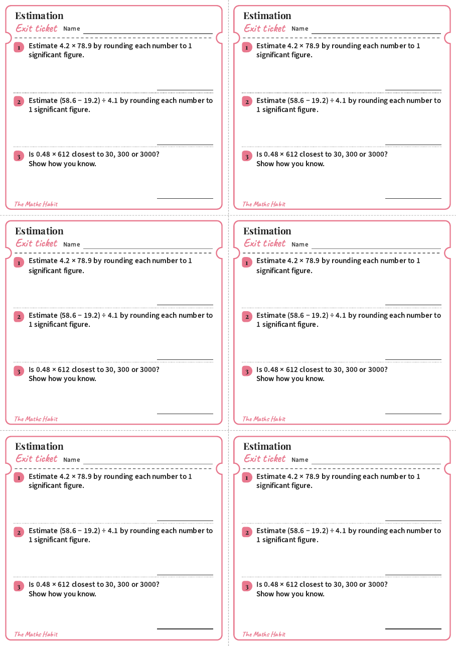 Estimation, exit tickets