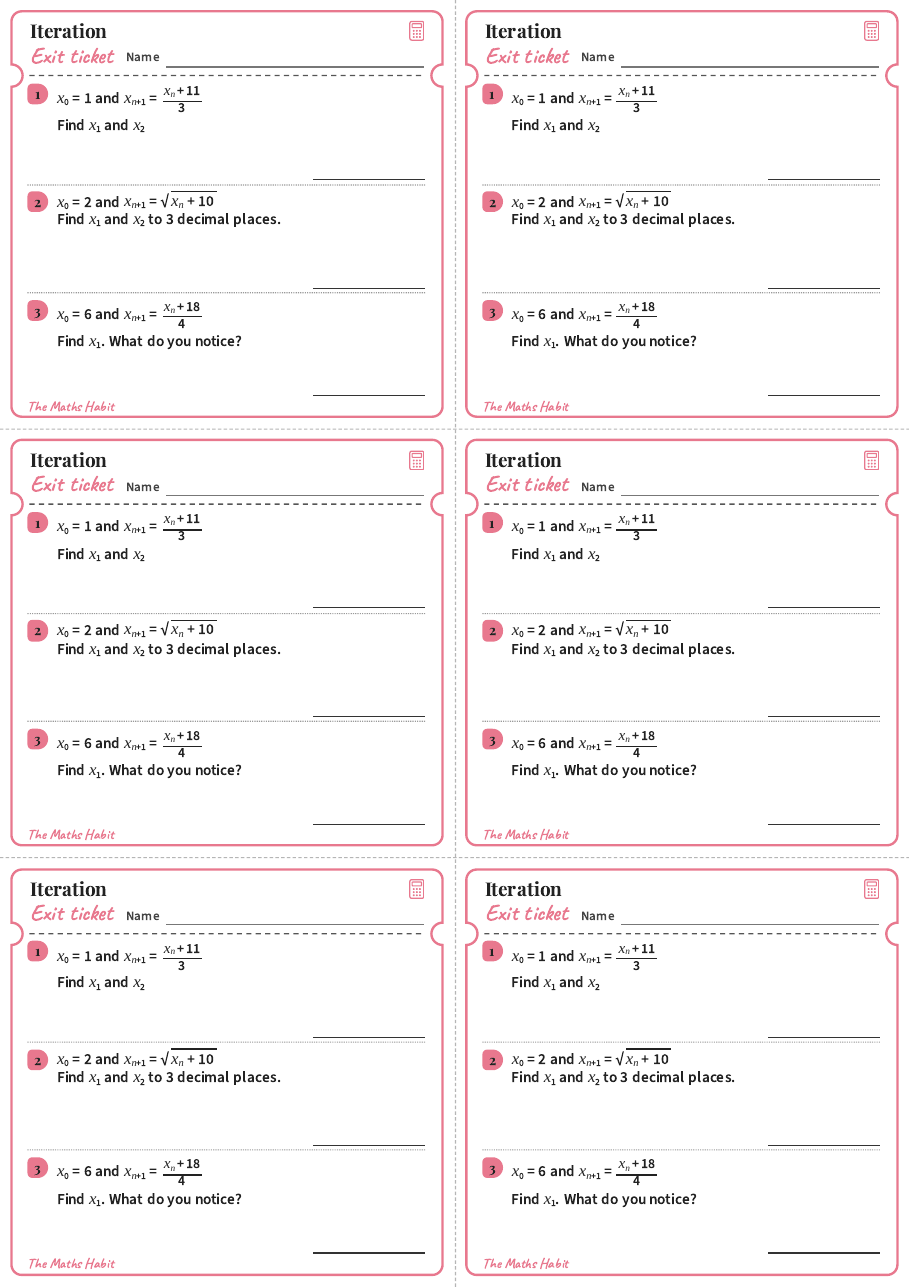Iteration, exit tickets