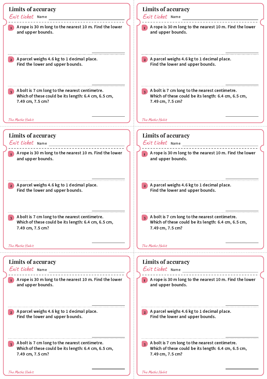 Limits of accuracy, exit tickets